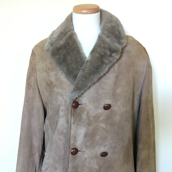 Lakeland Tan Suede Faux Shearling Sherpa Coat 40 - Picture 5 of 7